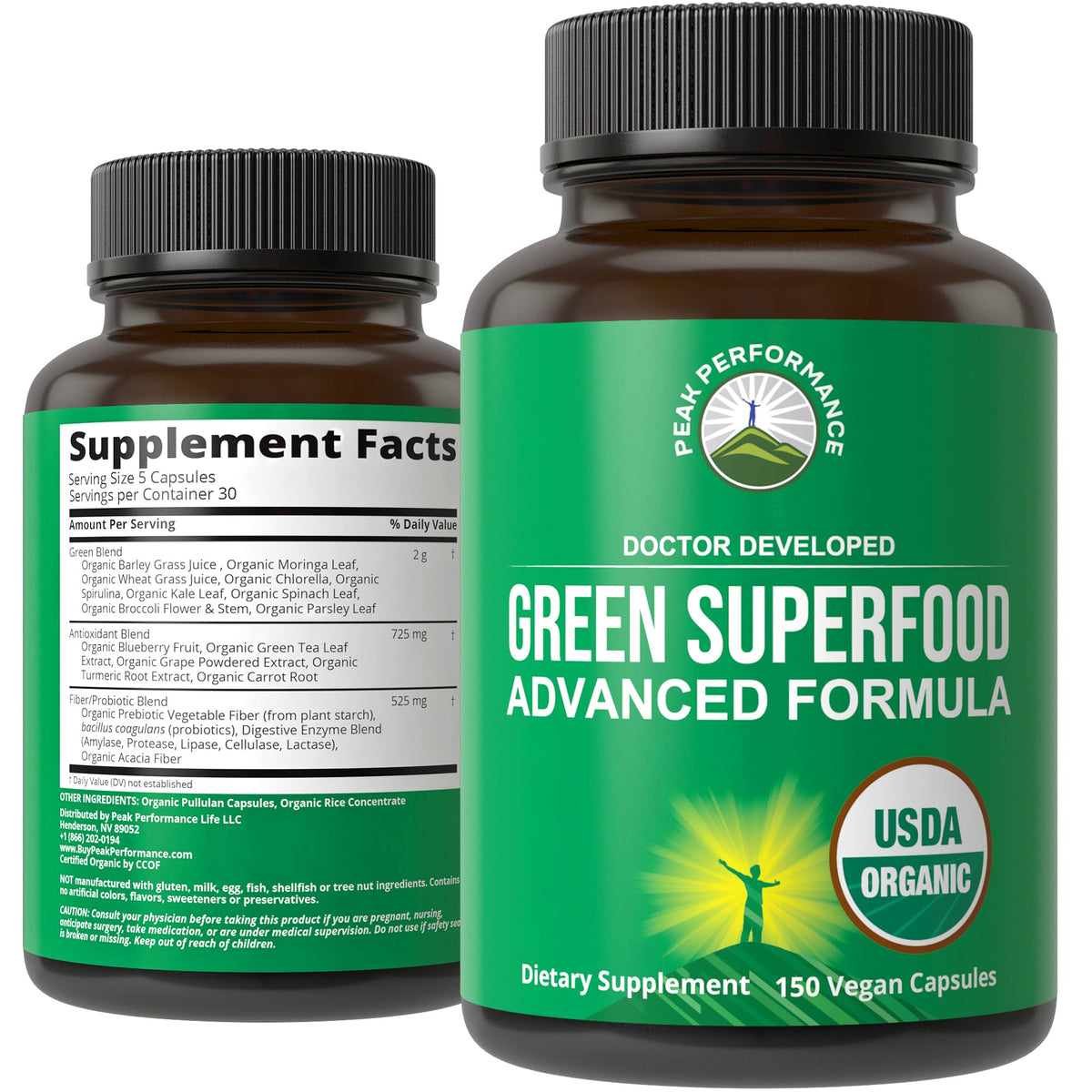 Organic Super Greens 150 Capsules packaging