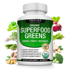 Organic Super Greens Capsules bottle with label