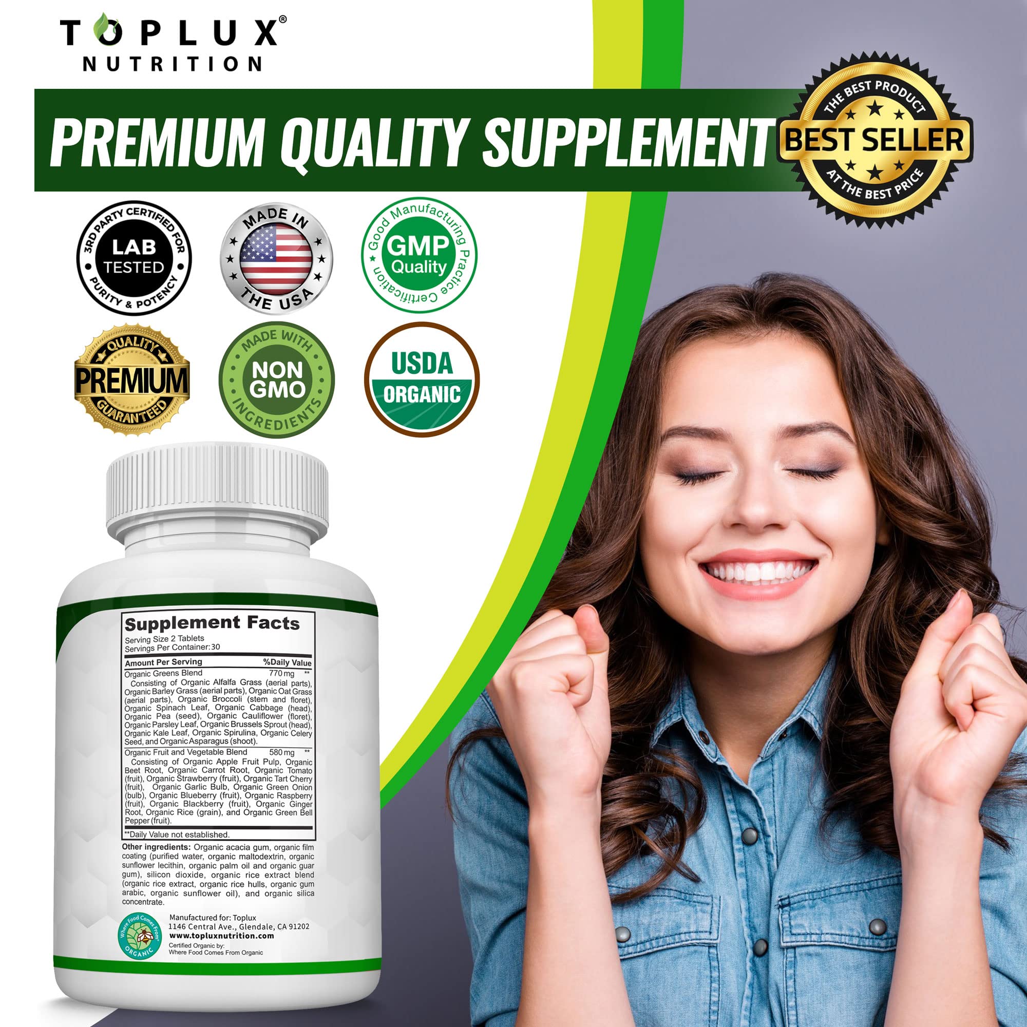 Lifestyle scene of men and women taking Organic Super Greens capsules