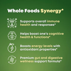 Wheatgrass, kale and other greens forming the Super Greens blend