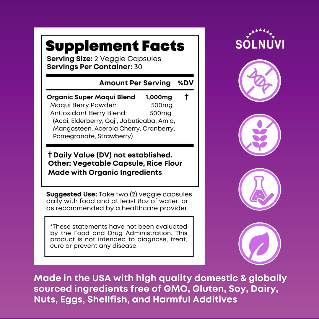 Bottle of Organic Super Maqui Berry Capsules