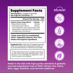 Bottle of Organic Super Maqui Berry Capsules