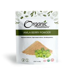 Front view of Organic Traditions Amla Berry Powder 7oz bag