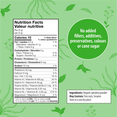 Ingredients list for Organic Traditions Spirulina Powder