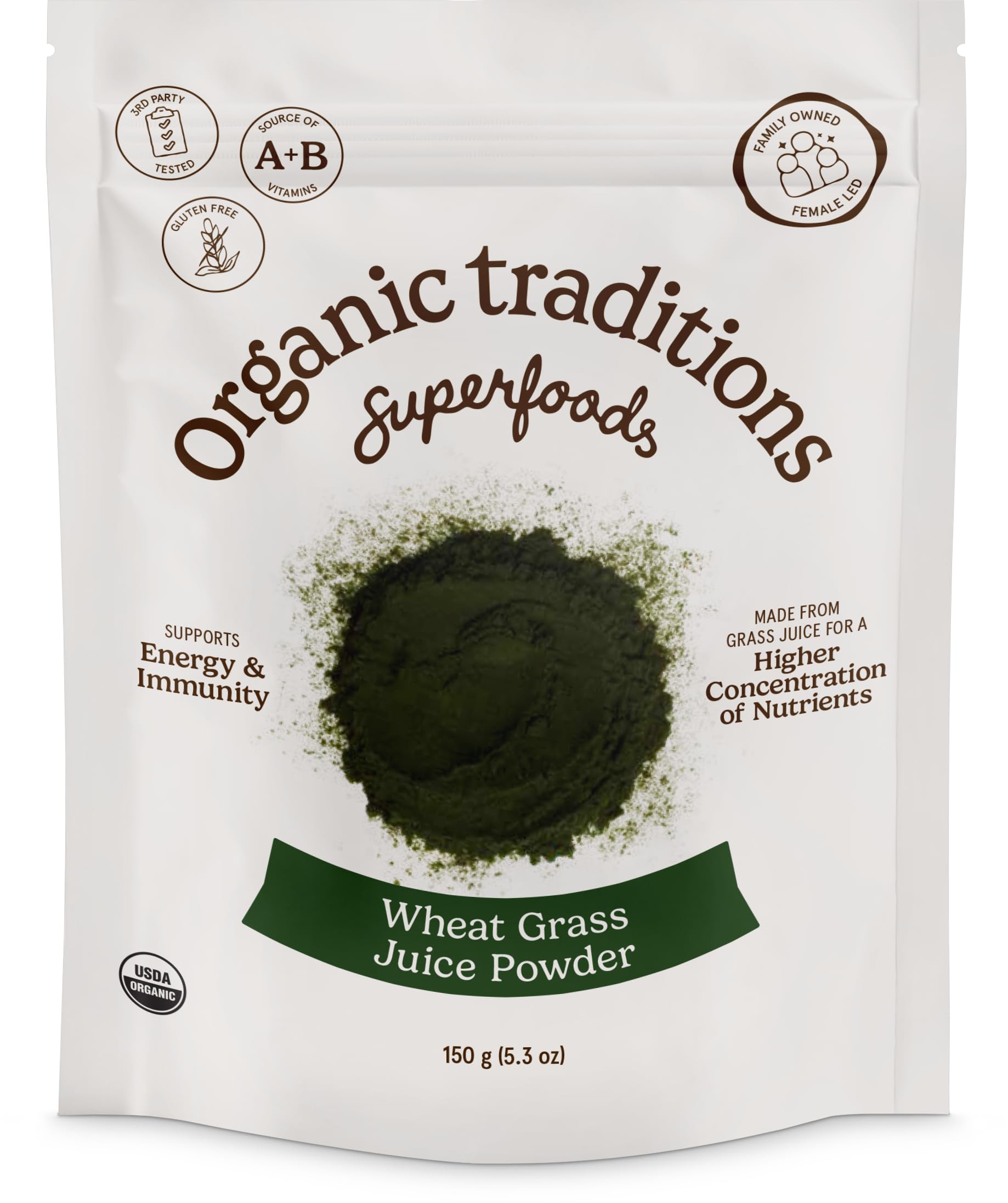 Organic Traditions Wheat Grass Powder 150g bag