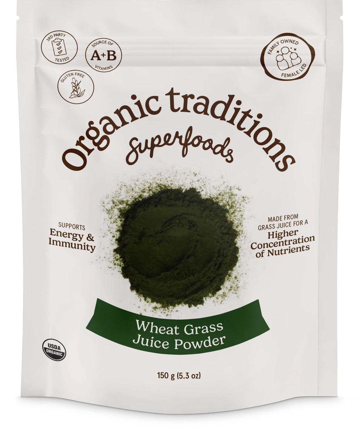 Organic Traditions Wheat Grass Powder 150g bag