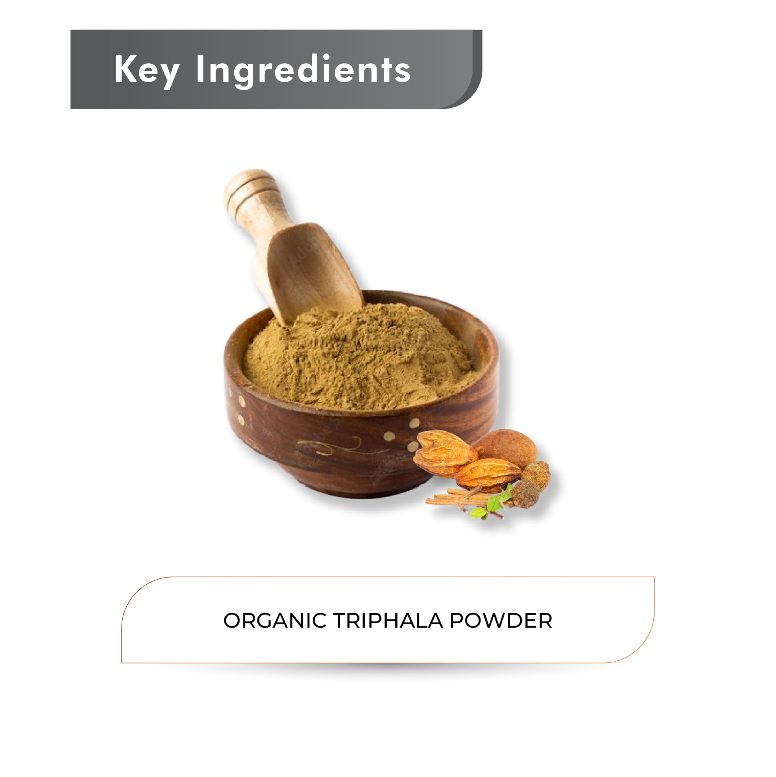 Organic Triphala ingredients: Amla Bibhitaki Haritaki