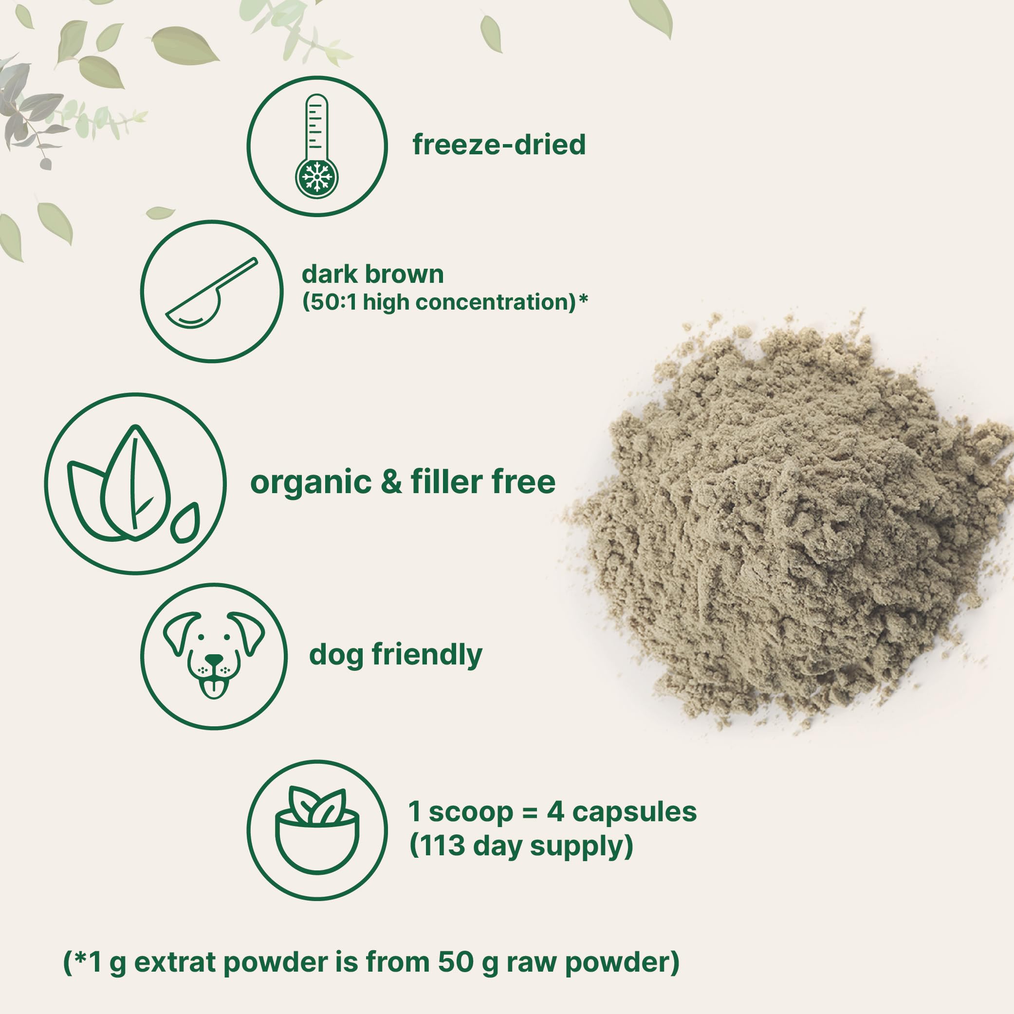 Organic, non-GMO vegan turkey tail powder package