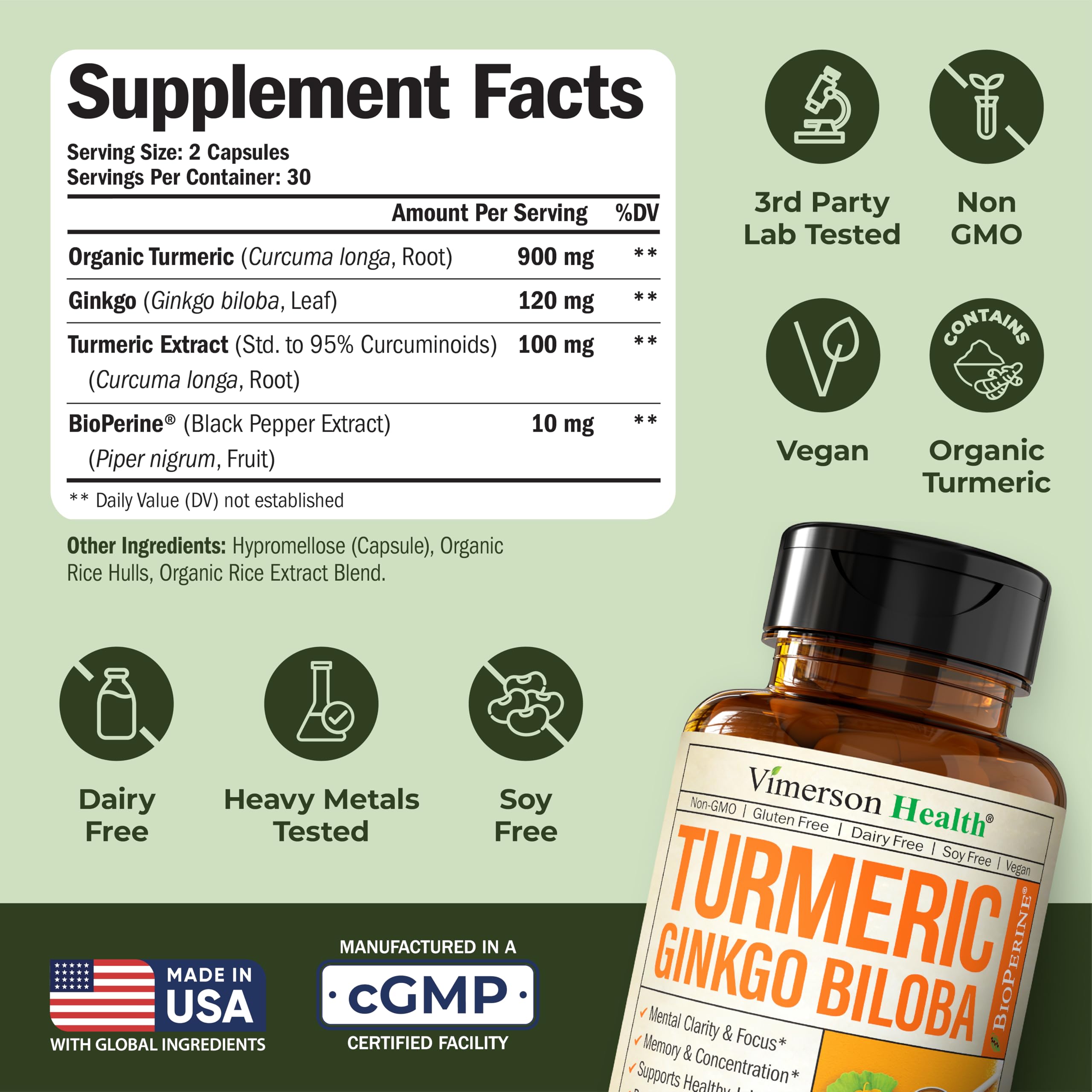 Organic turmeric with black pepper BioPerine blend