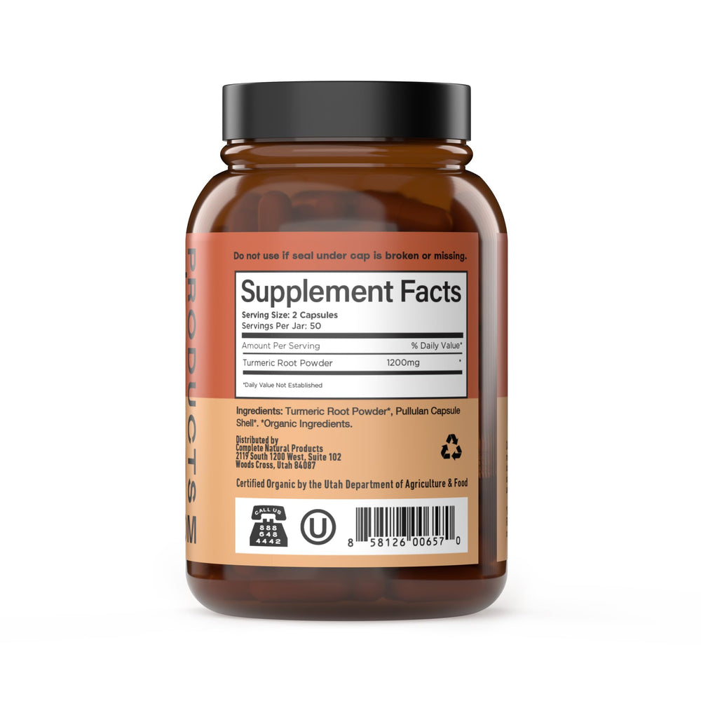 Turmeric Curcumin 600mg per serving label