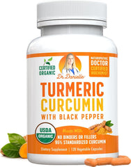 Organic Turmeric Curcumin 2000mg with Black Pepper Extract – 120 vegan capsules
