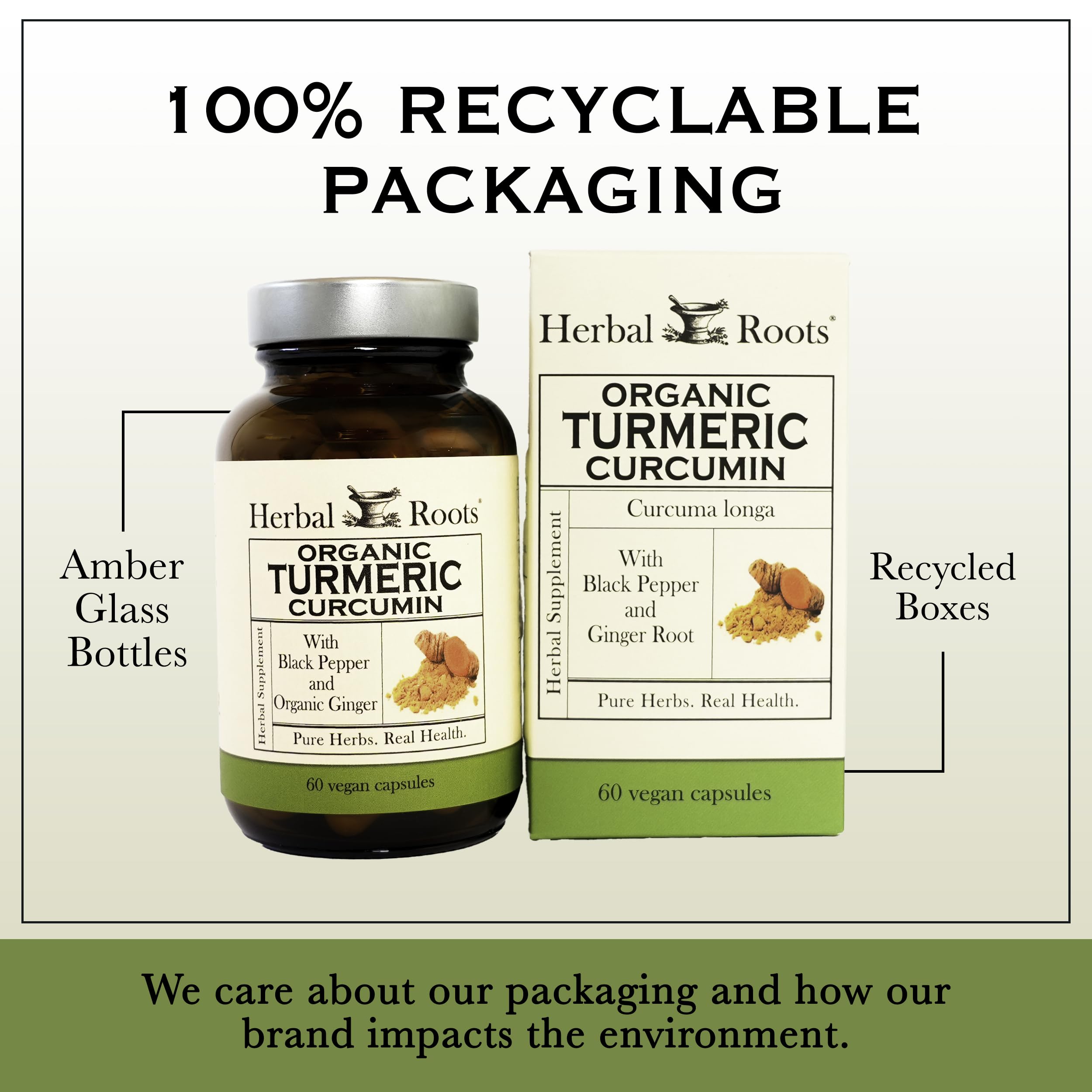 Organic turmeric, ginger and 95% standardized curcumin ingredients