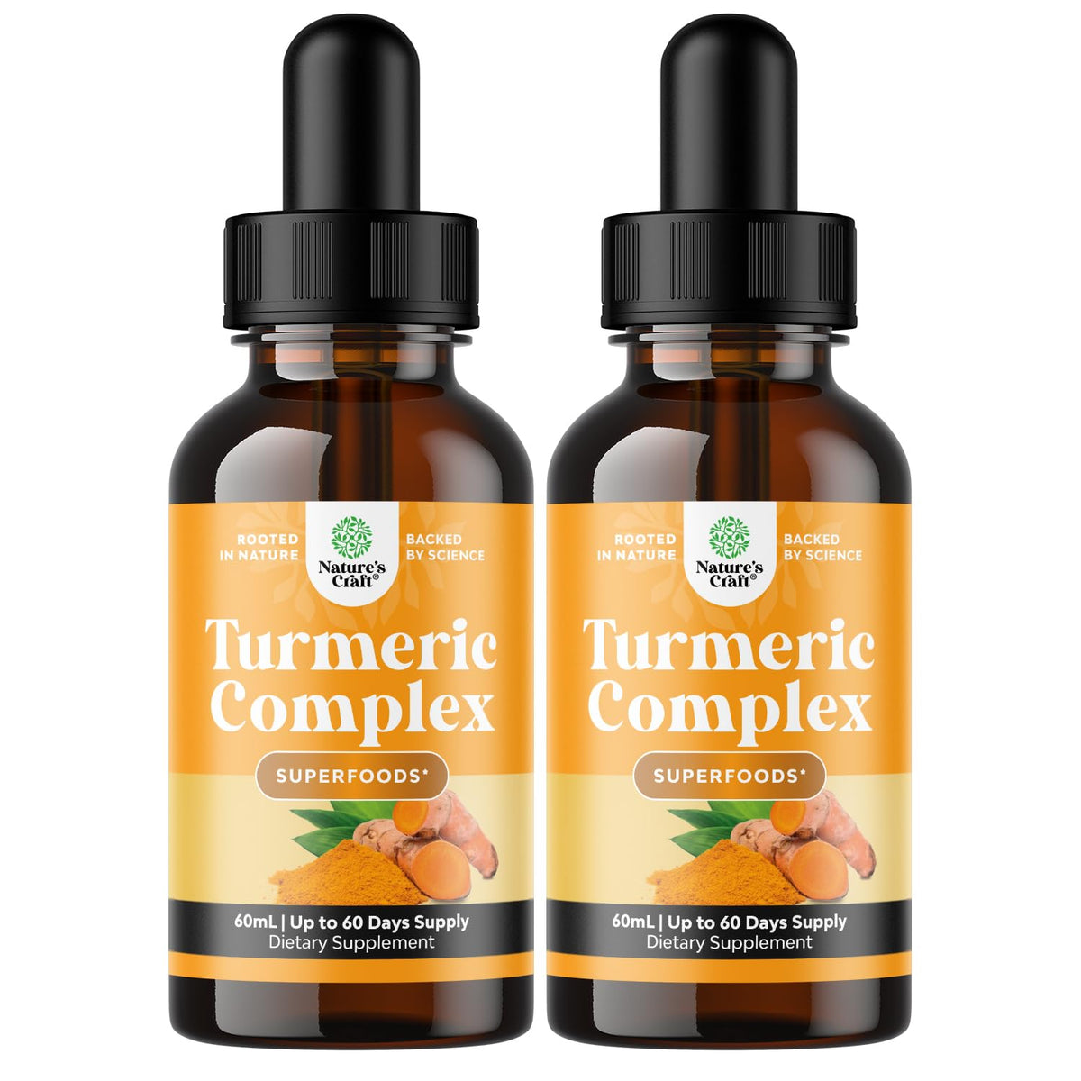 Organic turmeric liquid drops bottle with dropper