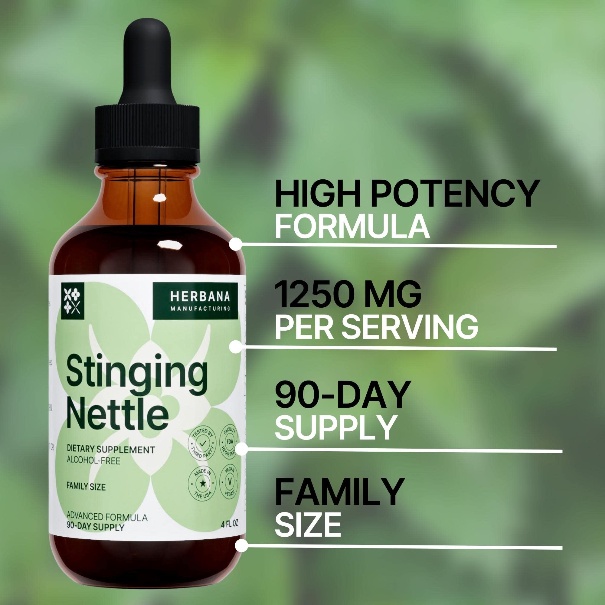 Organic Urtica Dioica stinging nettle label on bottle