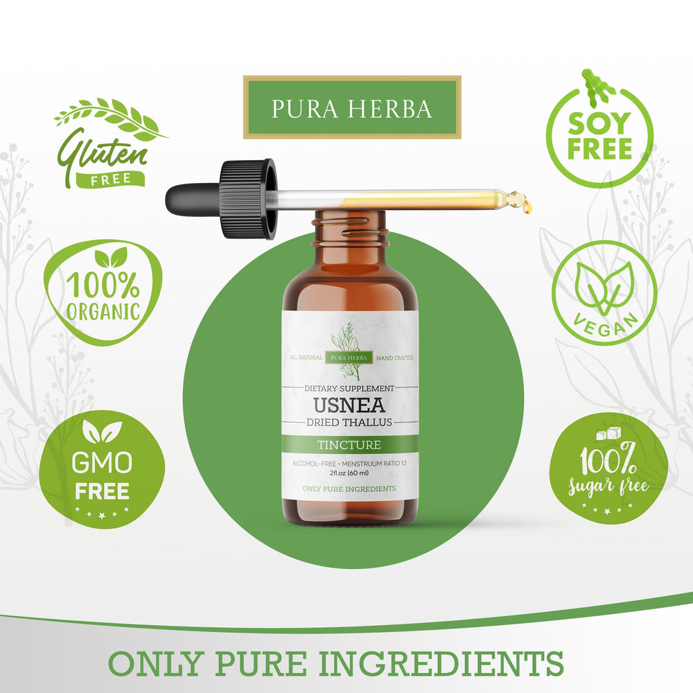 Usnea liquid drops being added to a glass of water