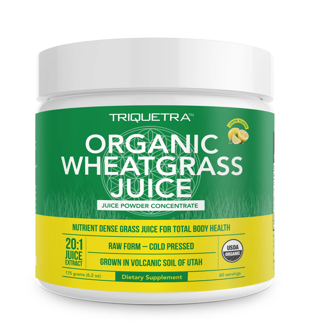 Front view of Organic Wheatgrass Juice Powder Lemon flavor (6.2 oz, 60 servings)