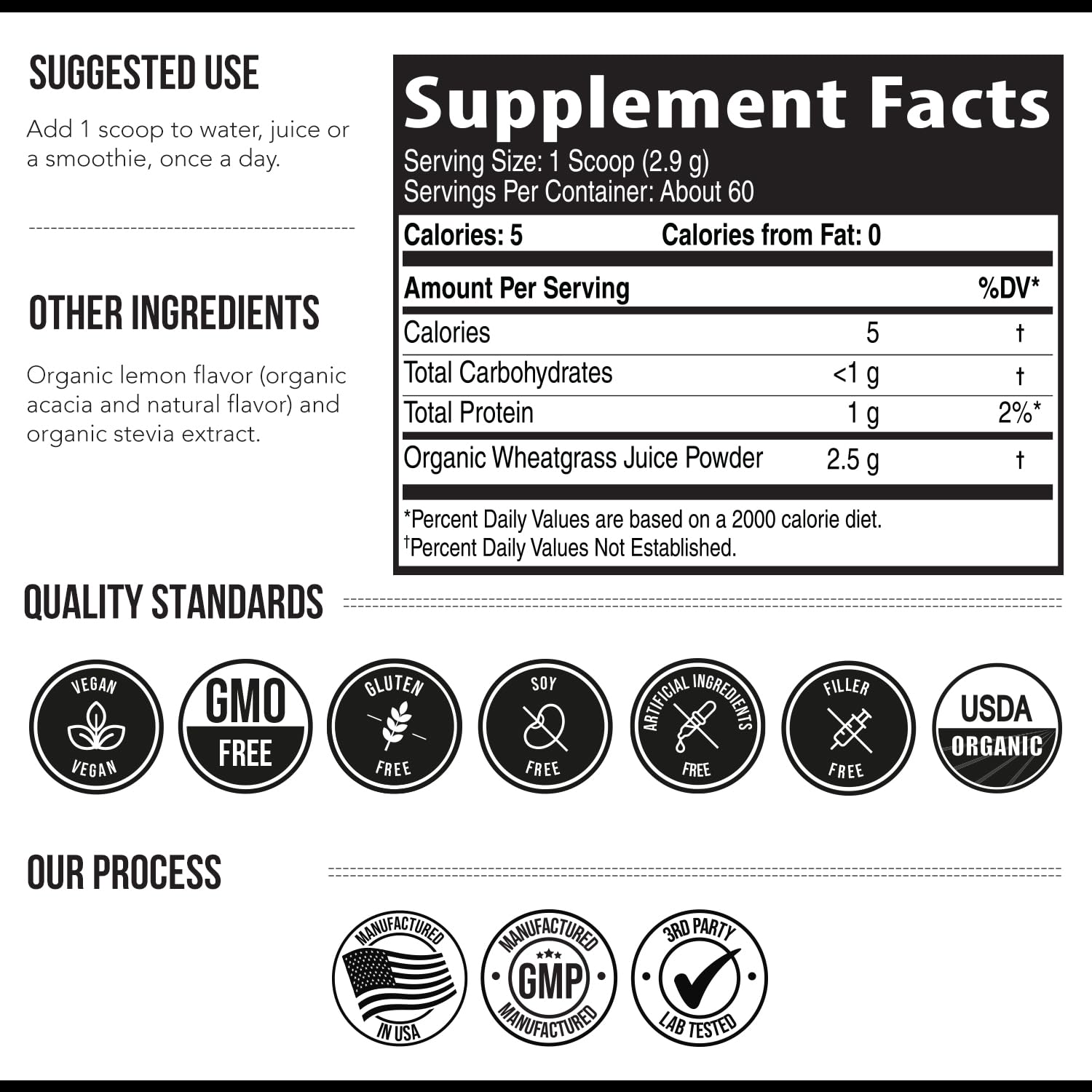 Nutritional highlights: chlorophyll, SOD, vitamins