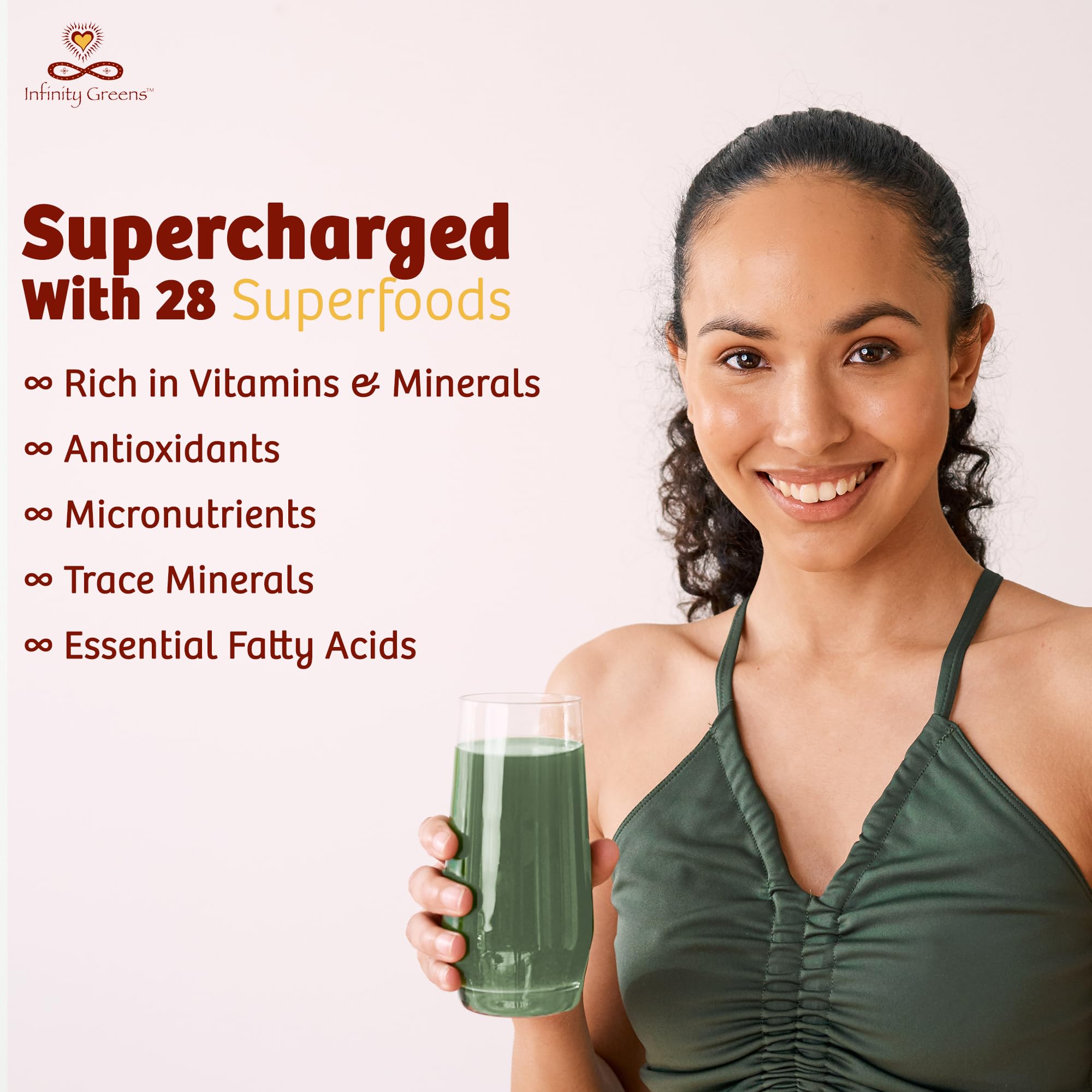 Organic and wild-harvested ingredients used in Infinity Greens