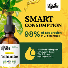 Label showing organic yohimbe drops information