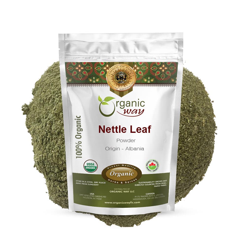 Organic nettle leaf powder in packaging (1 lb)