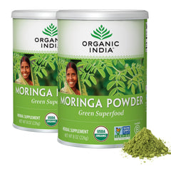 ORGANIC INDIA Moringa Powder 8 oz 2-pack packaging