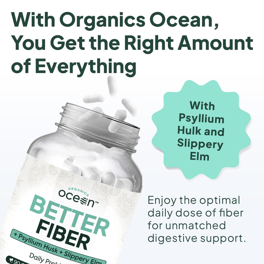 Close-up of psyllium husk ingredient in Organics Ocean Better Fiber