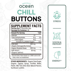 Close-up of Chill Buttons bottle and label