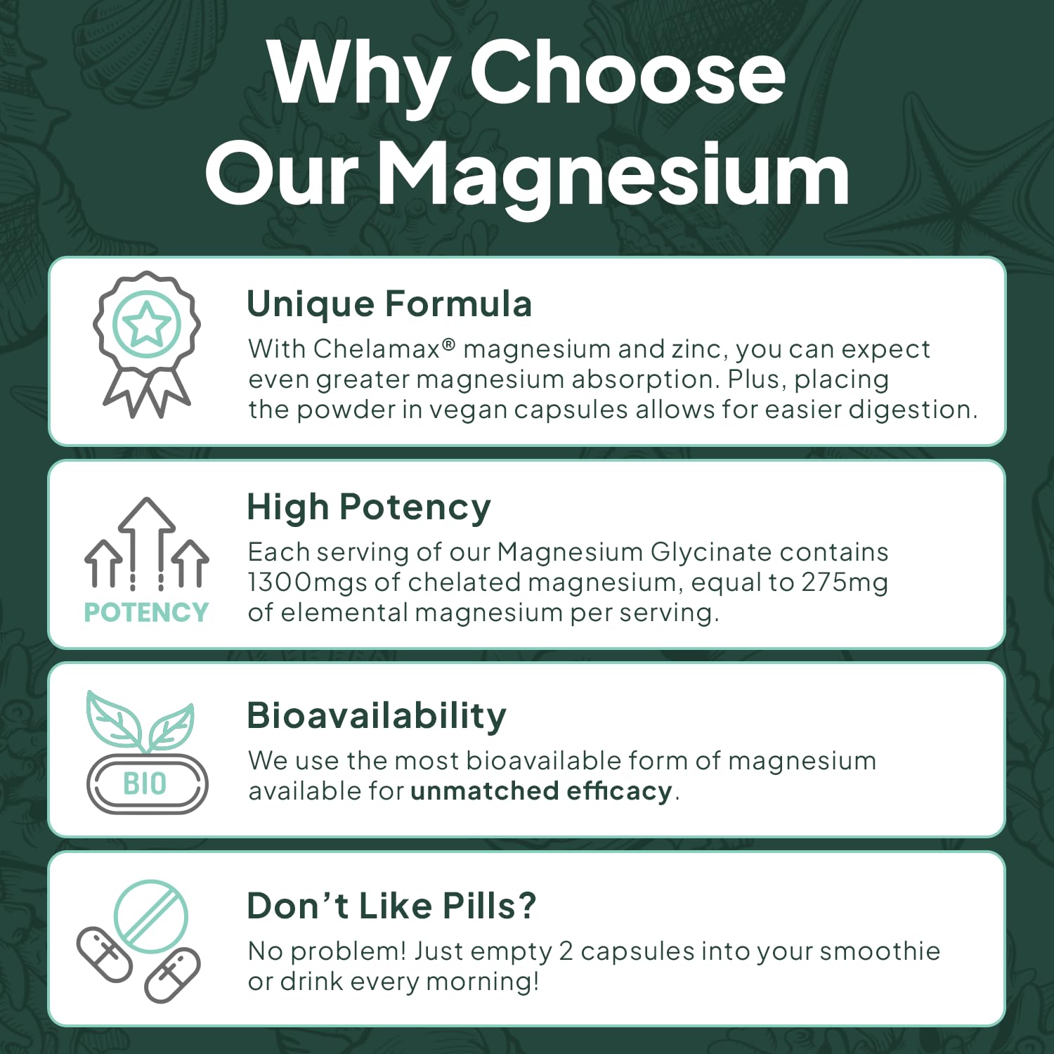 Packaging overview shows compact bottle with a higher-strength formula for on-the-go needs.