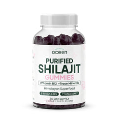 Organics Ocean Shilajit Gummies bottle displaying 60 gummies