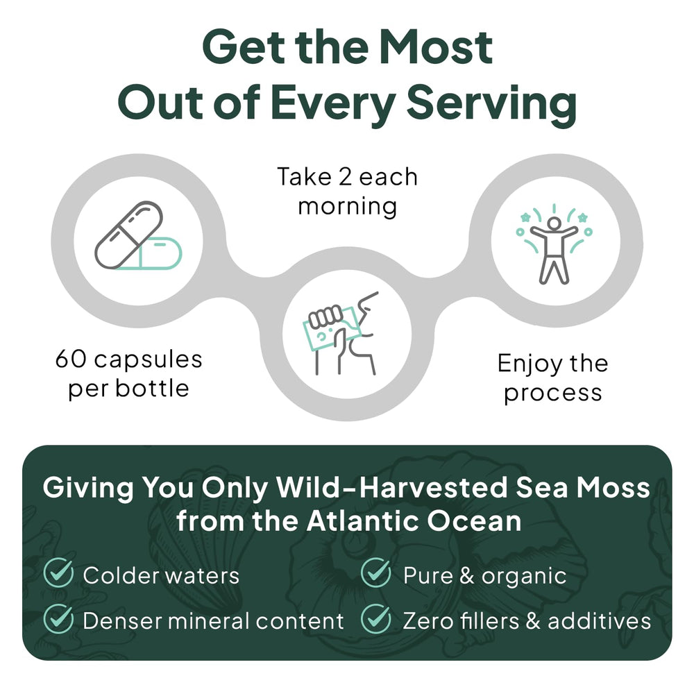 Organics Ocean Sea Moss Capsules packaging and label