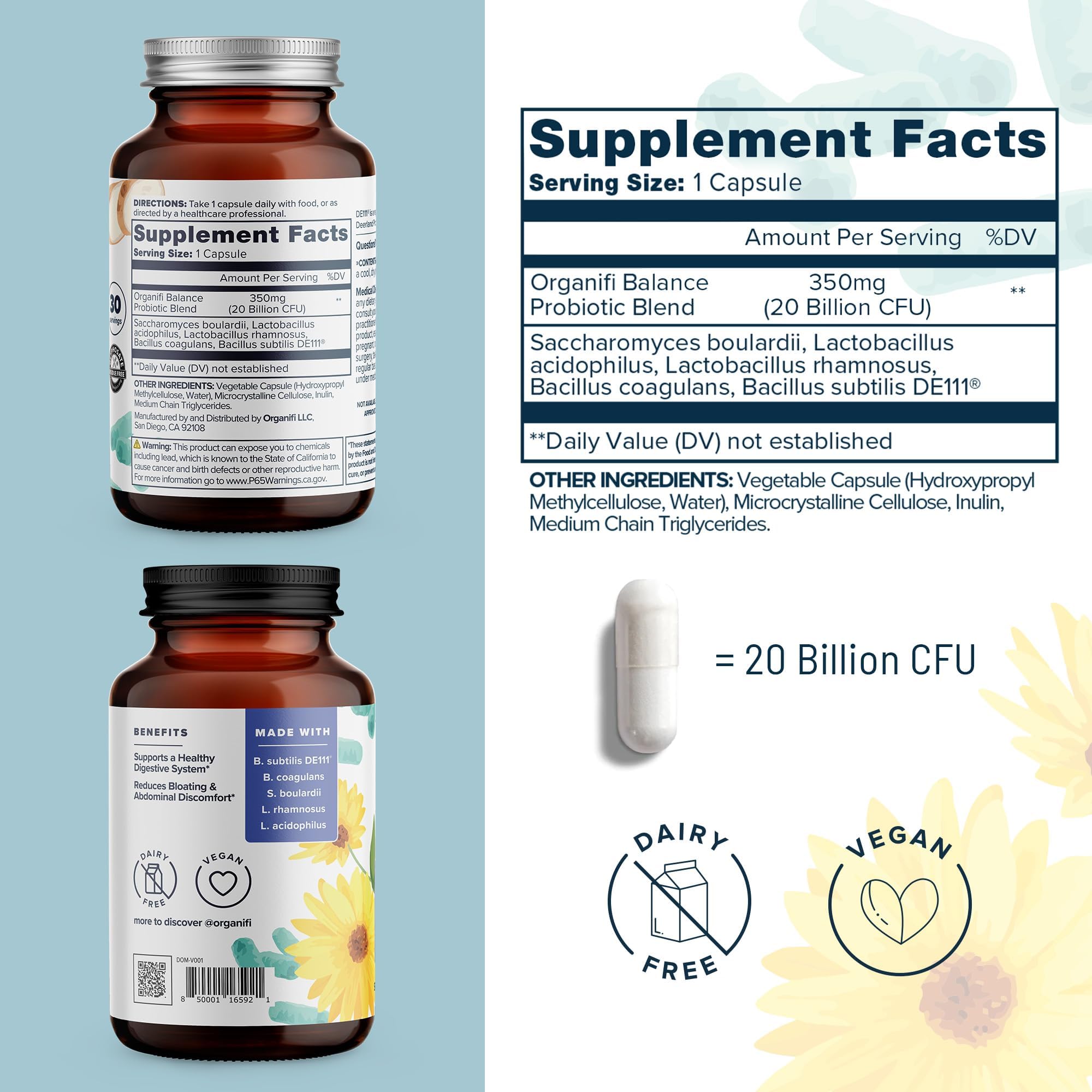 Balance Probiotics capsules showing vegan formula