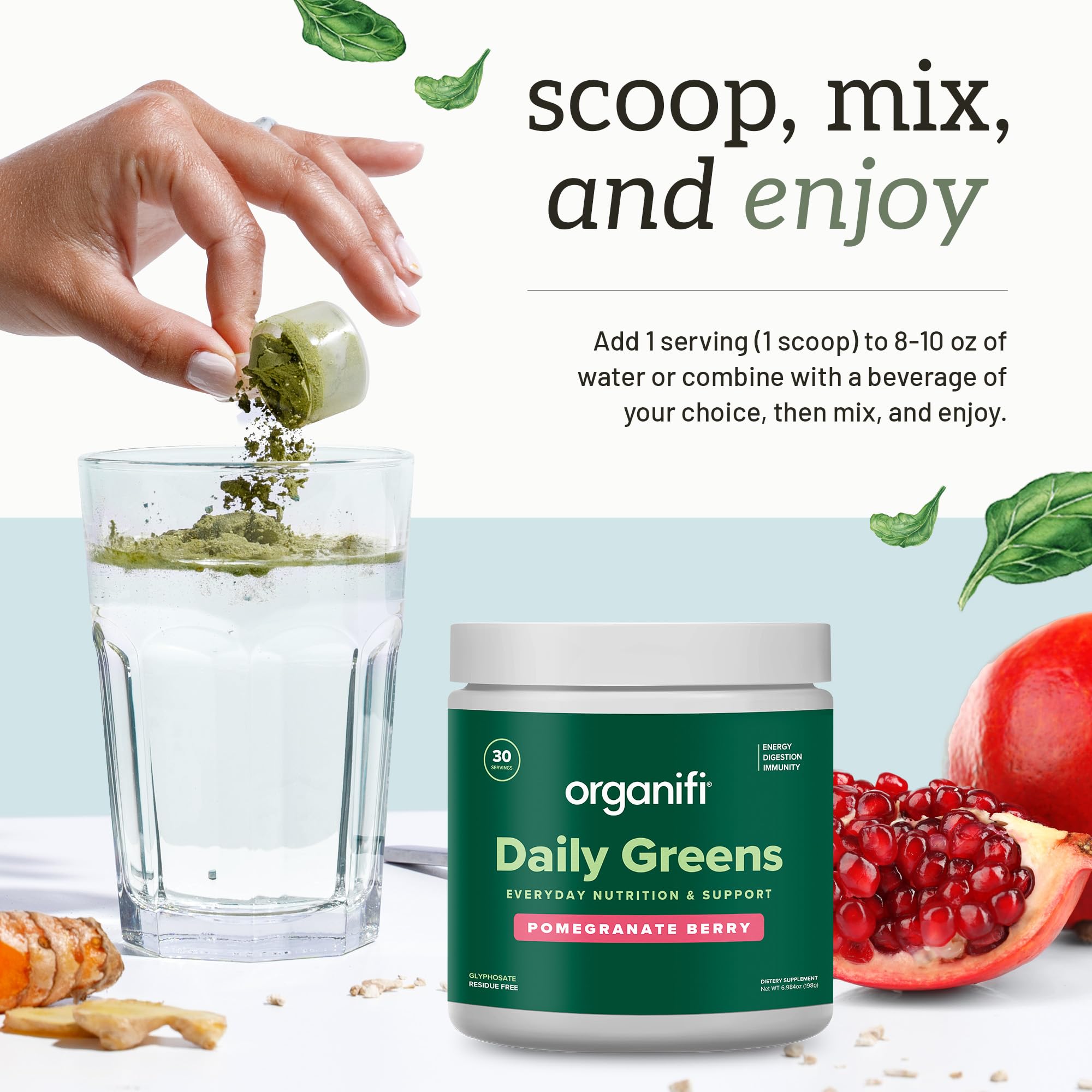 Organifi Daily Greens packaging and bottle display