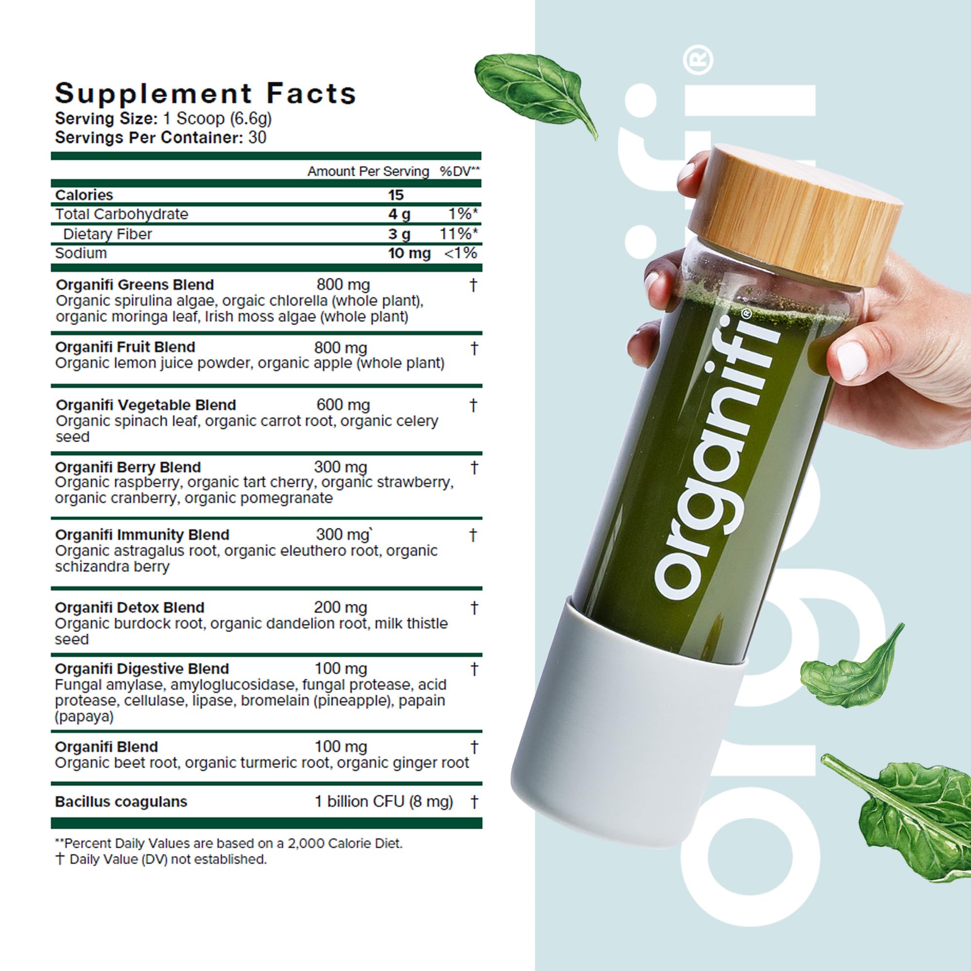 Scoop of Organifi Daily Greens powder