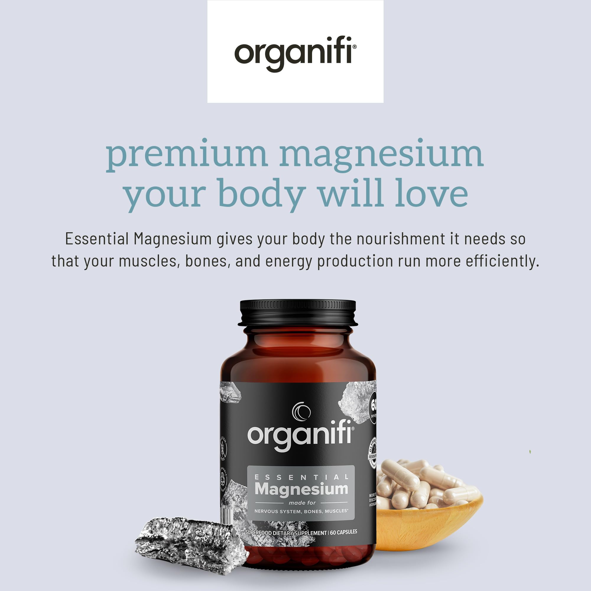 Organifi Essential Magnesium Glycinate bottle on white background