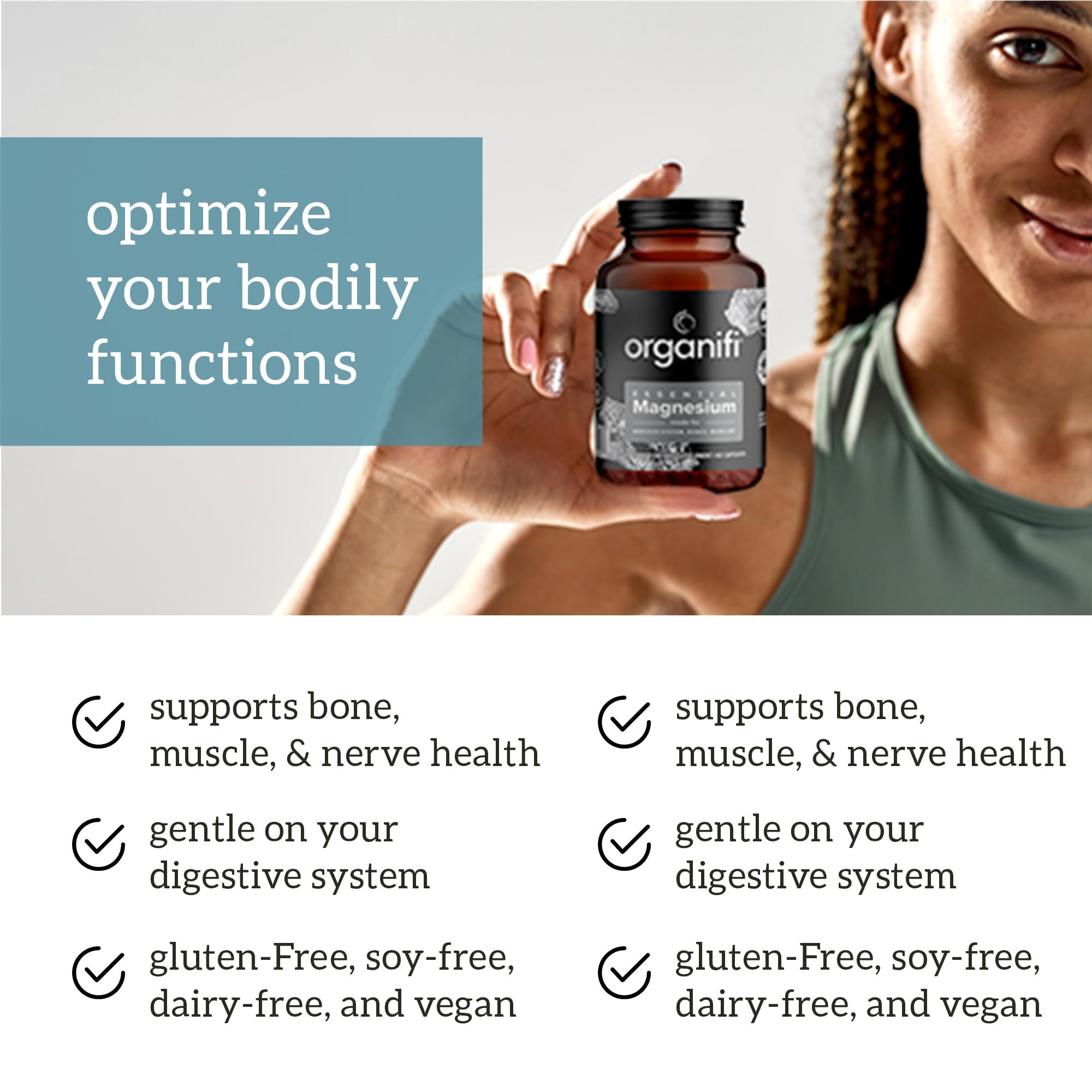 Supplement facts panel for Organifi Magnesium Glycinate