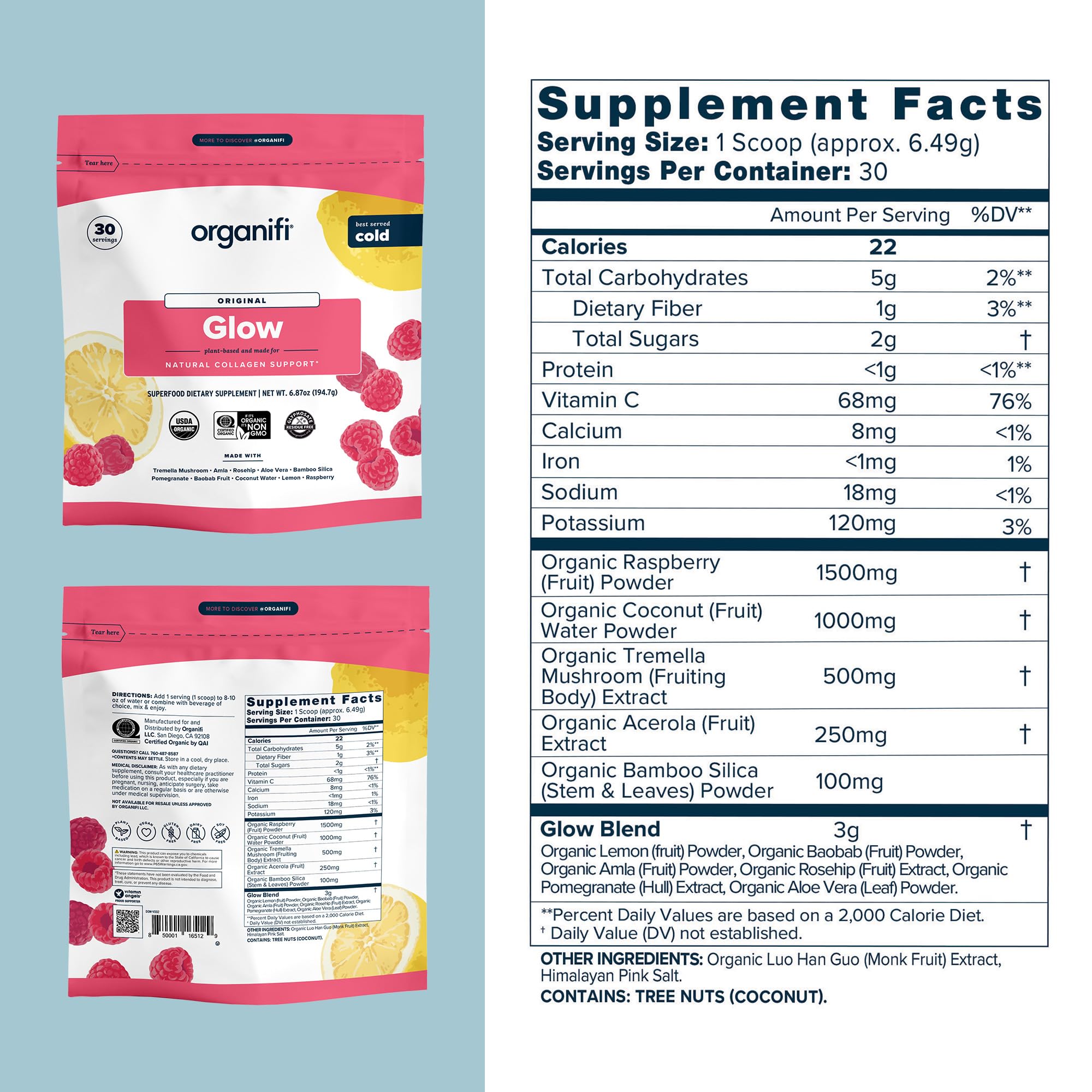 Scooping Glow powder into a glass of water