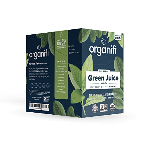 Close-up of Organifi GO Packs Green Juice powder travel pack