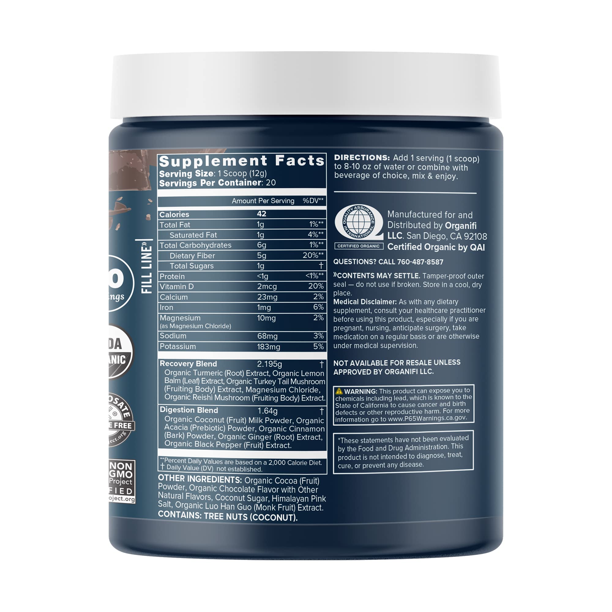 Pouring Organifi Gold Chocolate into a mug