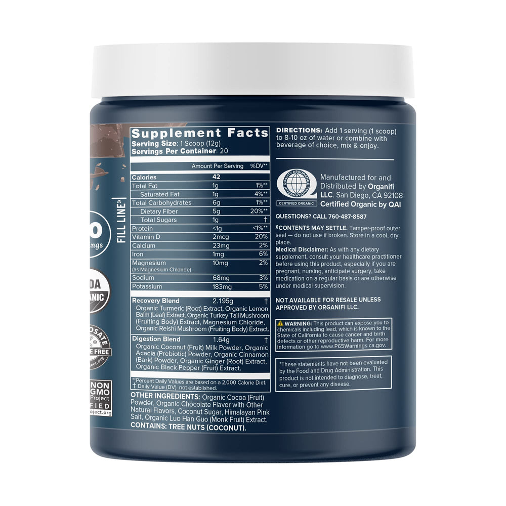 Pouring Organifi Gold Chocolate into a mug