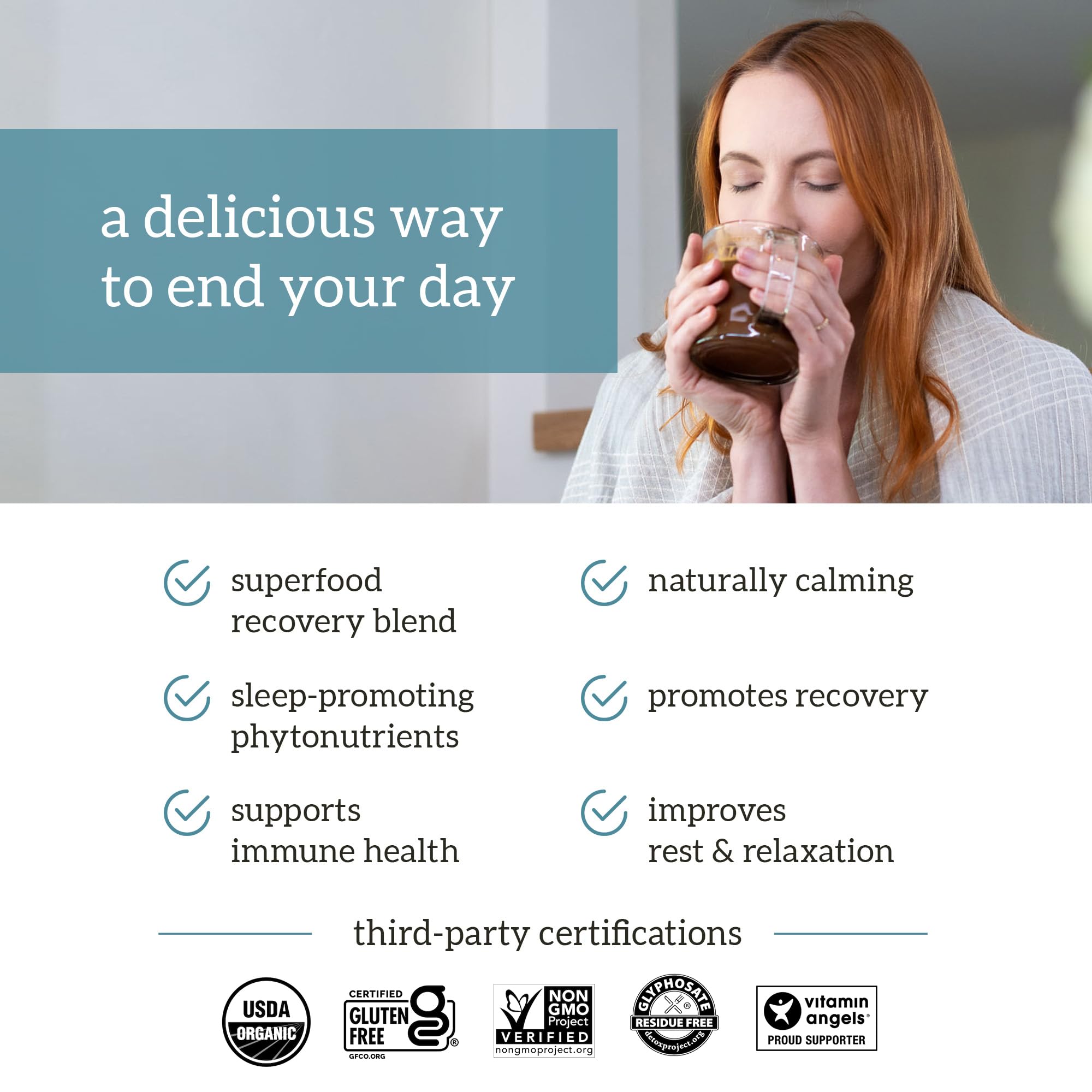 Close-up of Organifi Gold Chocolate powder