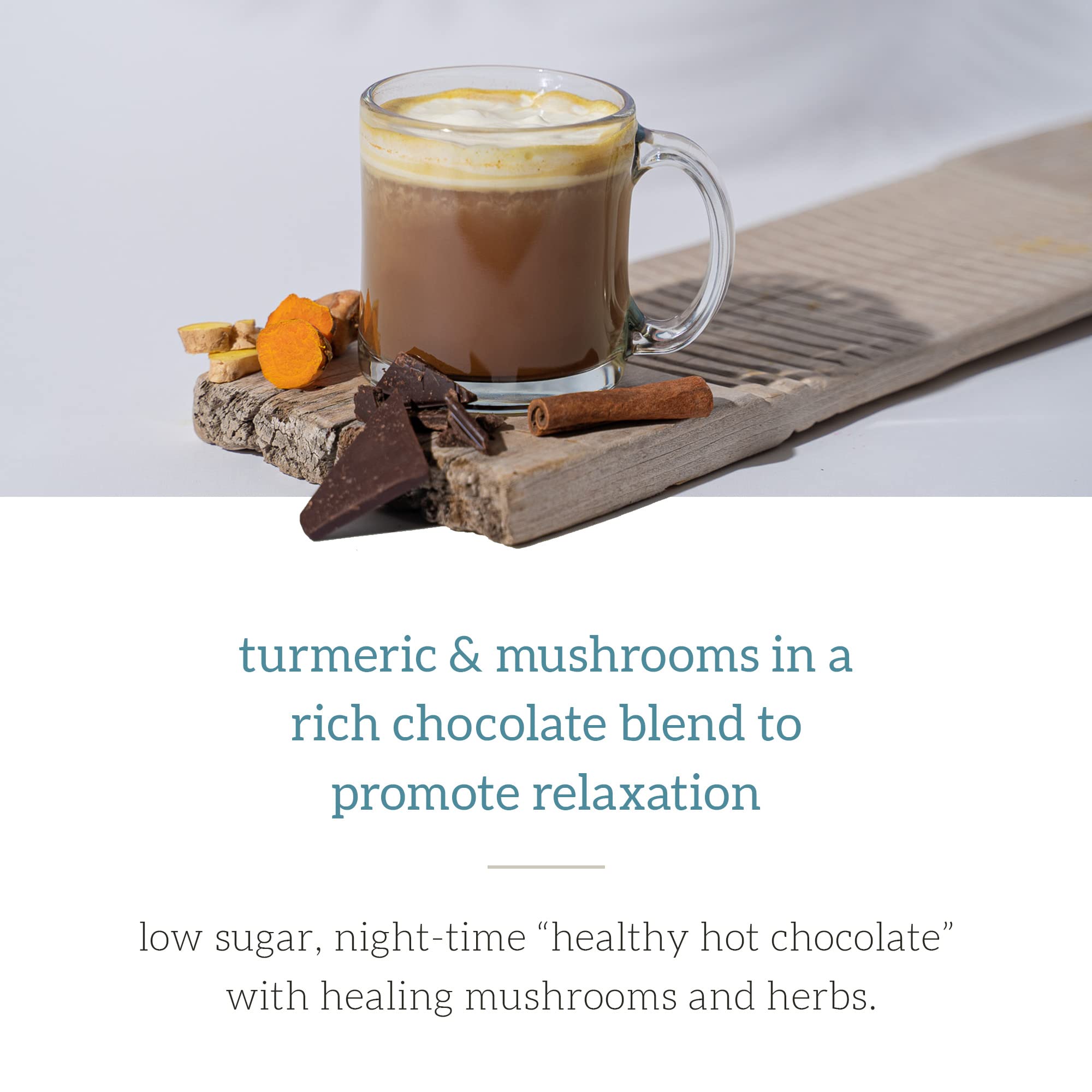 Organic ingredients including cocoa and turmeric