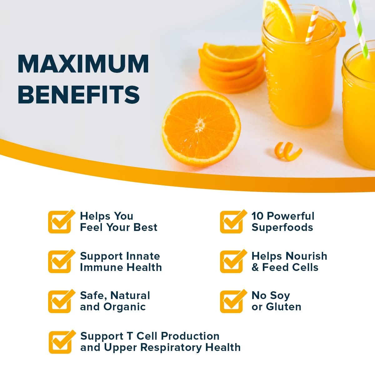 Close-up of Organifi Immunity packets displaying packaging and powder