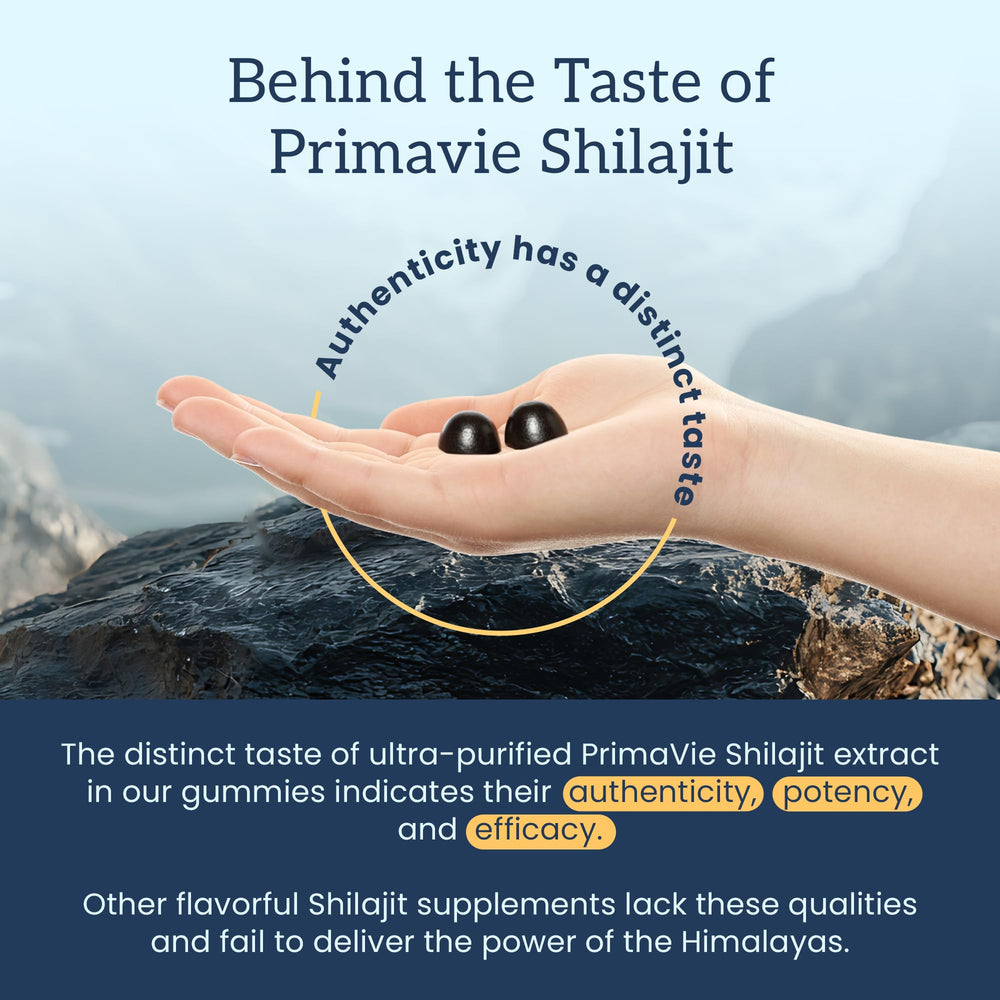 Lifestyle image of a person holding a Shilajit gummy