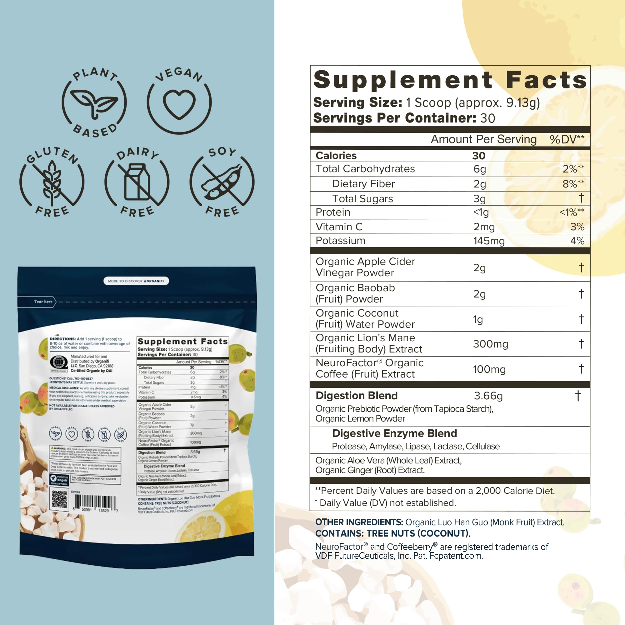 Close-up of Organifi Pure bottle with label