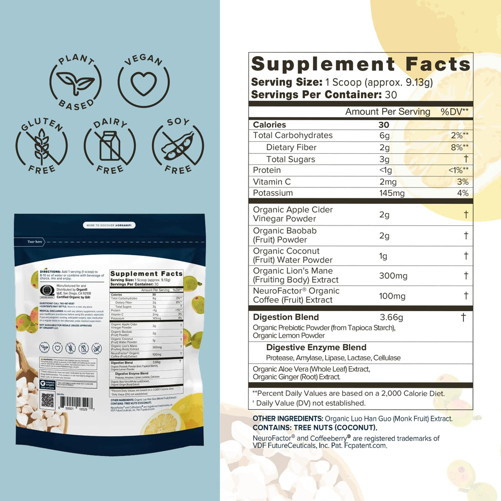 Close-up of Organifi Pure bottle with label