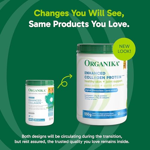 Packaging back showing nutritional information for ORGANIKA Collagen Enhanced 250 g