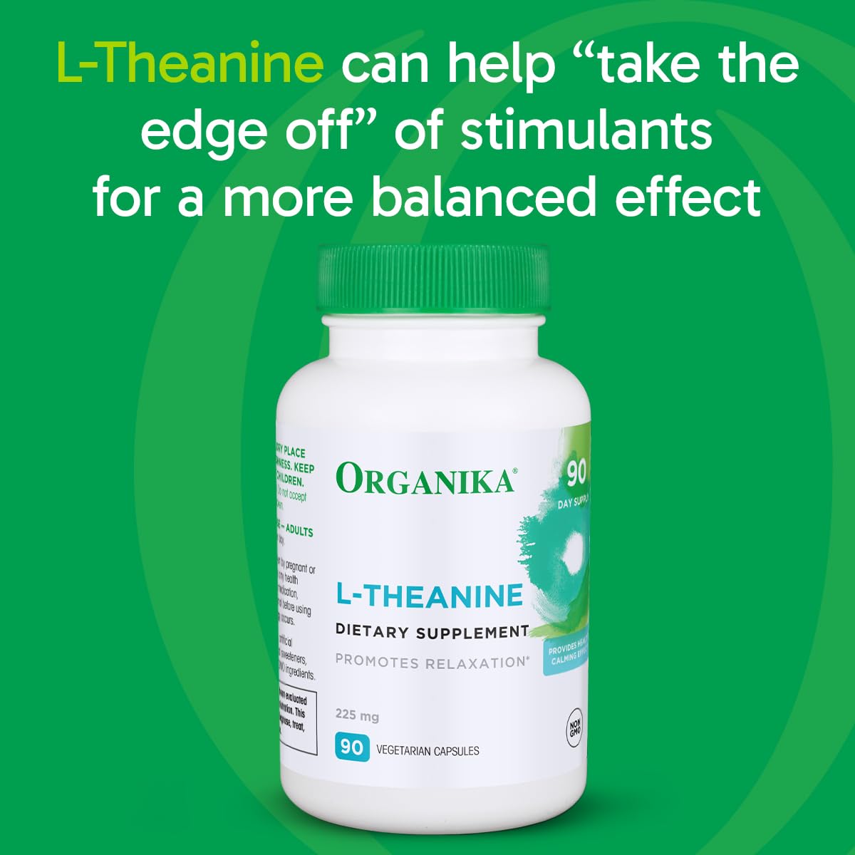 Graphic showing calm and focus with Organika L-Theanine