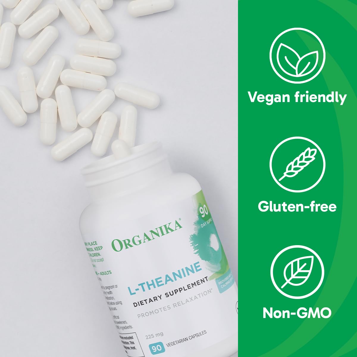 Non-drowsy Organika L-Theanine capsules