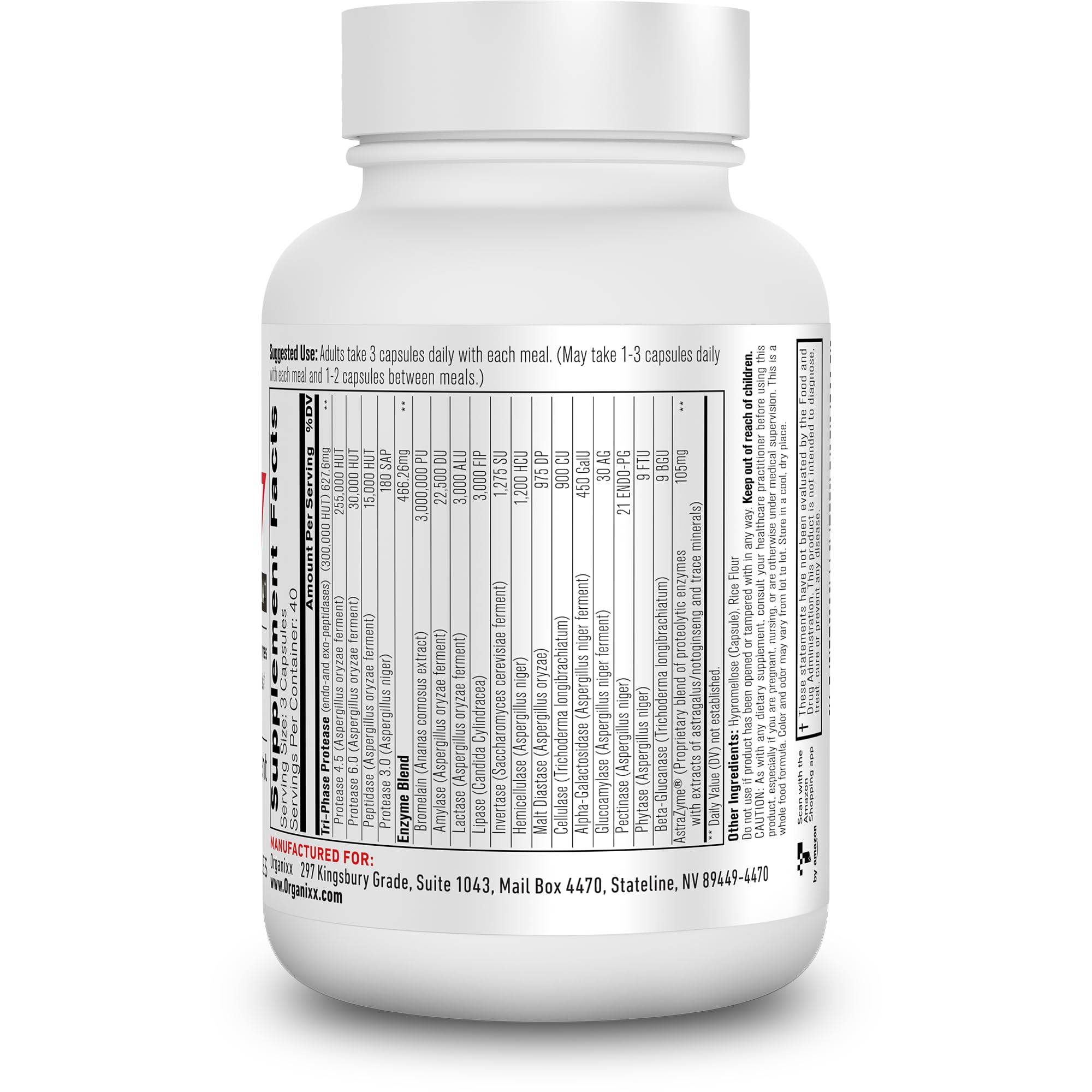 Close-up of Organixx Enzyme 17 veggie capsules