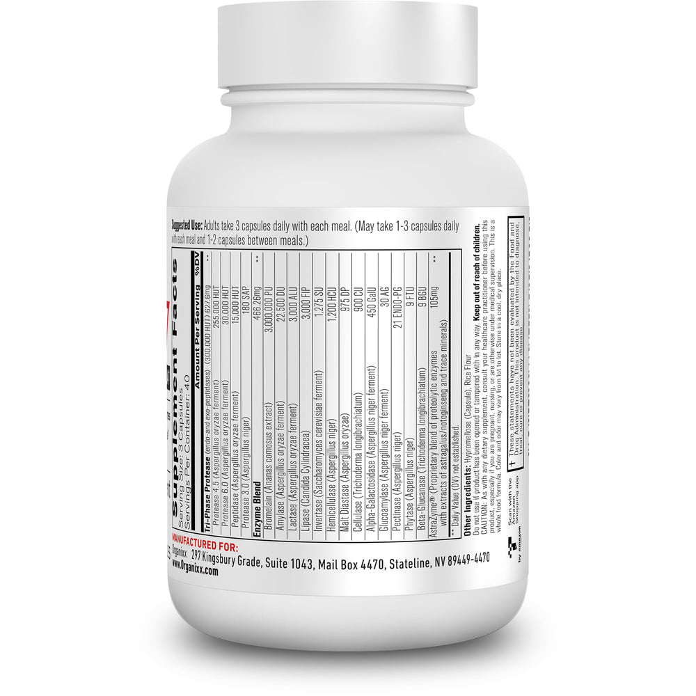 Close-up of Organixx Enzyme 17 veggie capsules